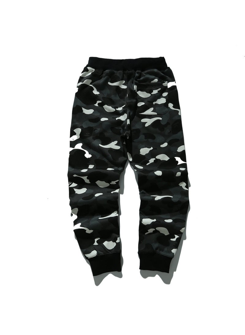 Japanese Street Style Shark Glow Camo Joggers for Men Starry sky