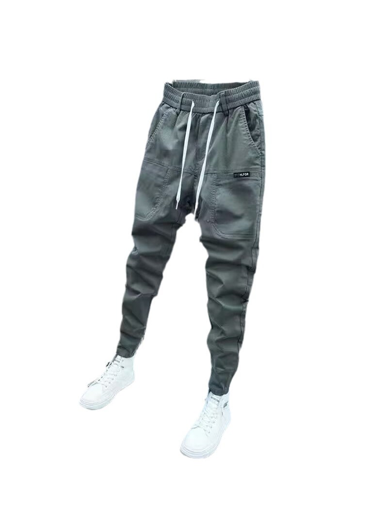 Spring Autumn Mens Slim Joggers Gray