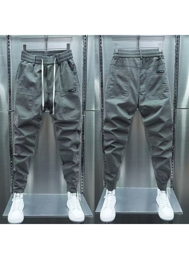 Spring Autumn Mens Slim Joggers Gray