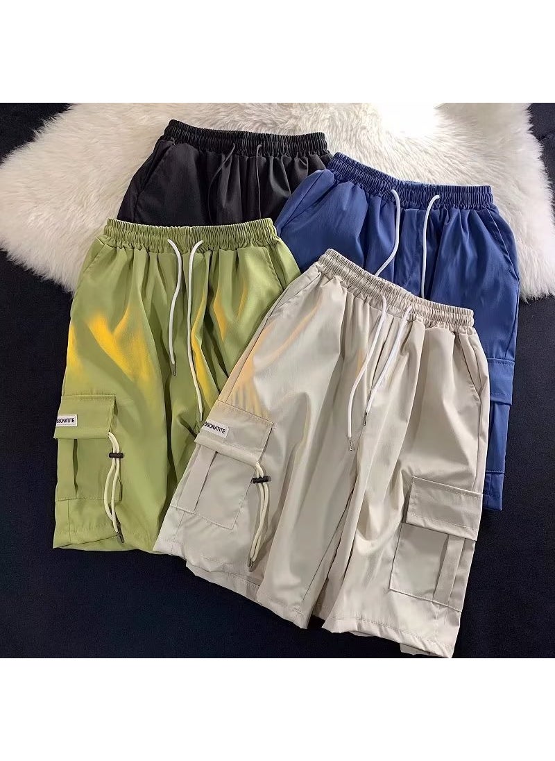 Mens Vintage Streetwear Casual Shorts Blue