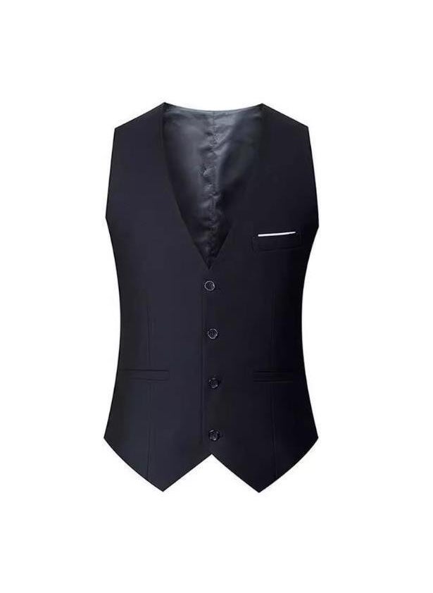 Slim Fit Korean Style Mens Suit Vest for SpringBlack Black