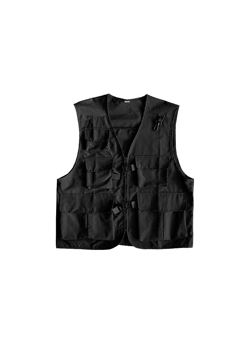 Fashion Retro Vest Mens Streetwear BF Style Waistcoat Black