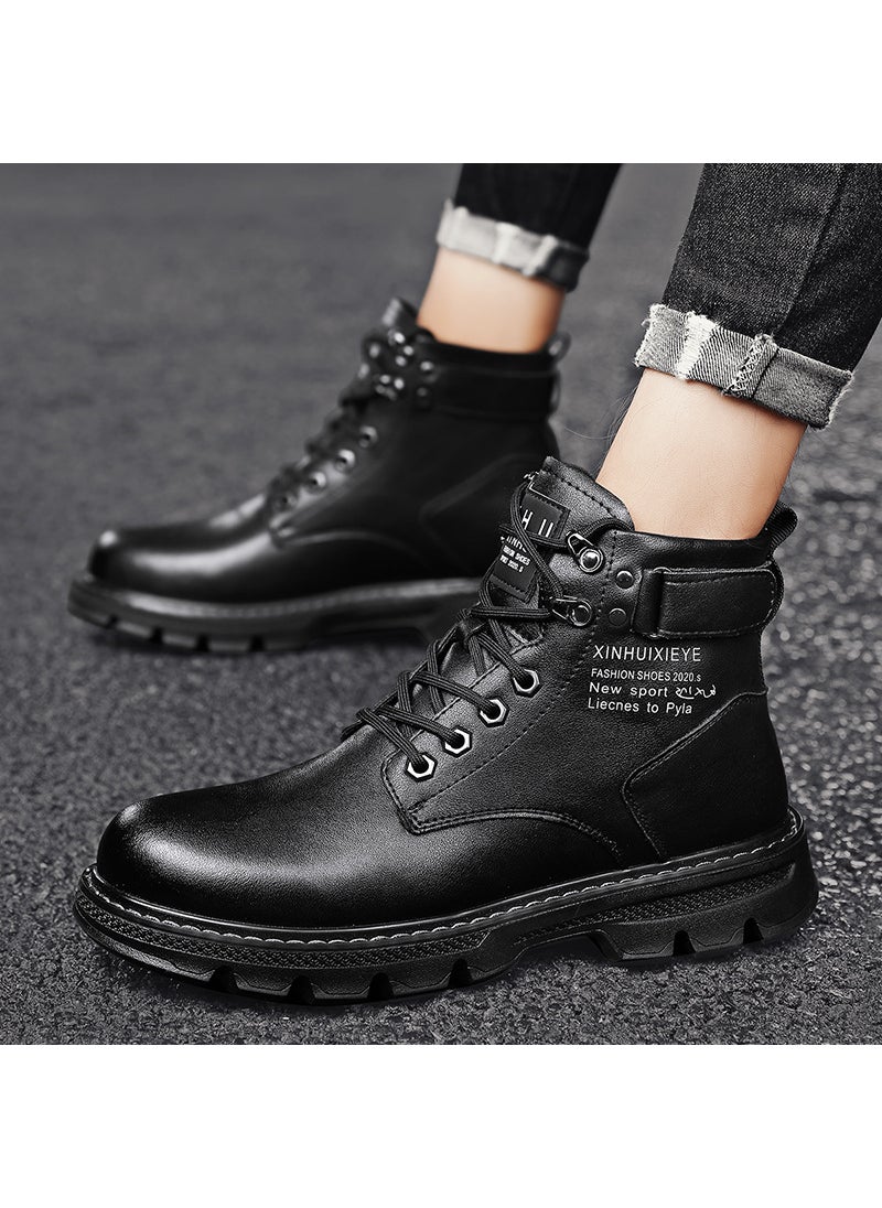 Mens Fashion High-Top Martin Boots Spring 2024Black Black