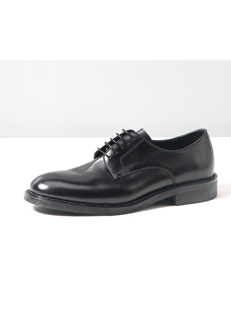 Retro Washed Leather Derby Mens ShoesBlack Black