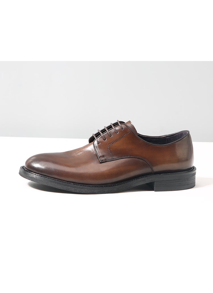 Retro Washed Leather Derby Mens ShoesBrown Brown