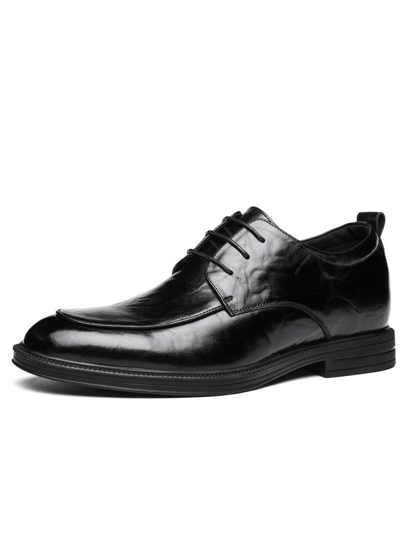 Mens Brogue Derby Shoes Leather Business DressBlack heightening Black heightening