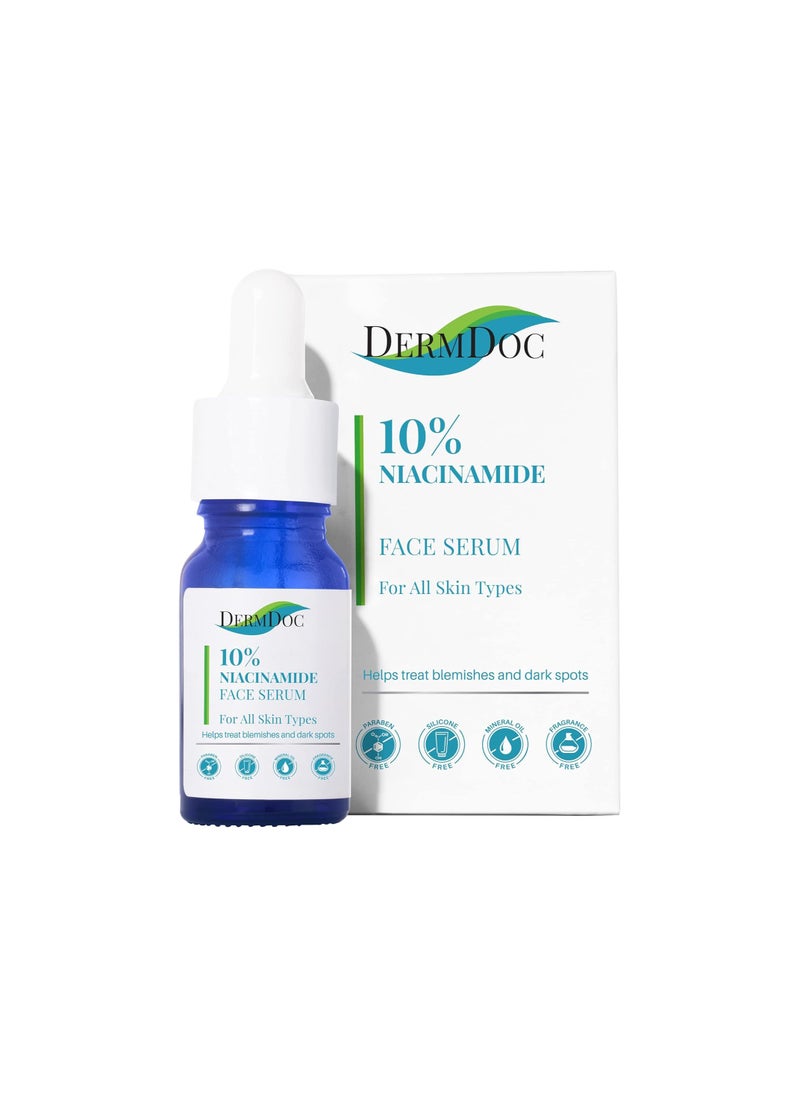 DermDoc 10% Niacinamide Face Serum, 15 ml | Improves Skin Barrier Function & Skin Radiance, Helps Reduce Blemishes & Dark Spots | For All Skin Types | No Parabens, Silicones, Mineral Oil & Sulphates