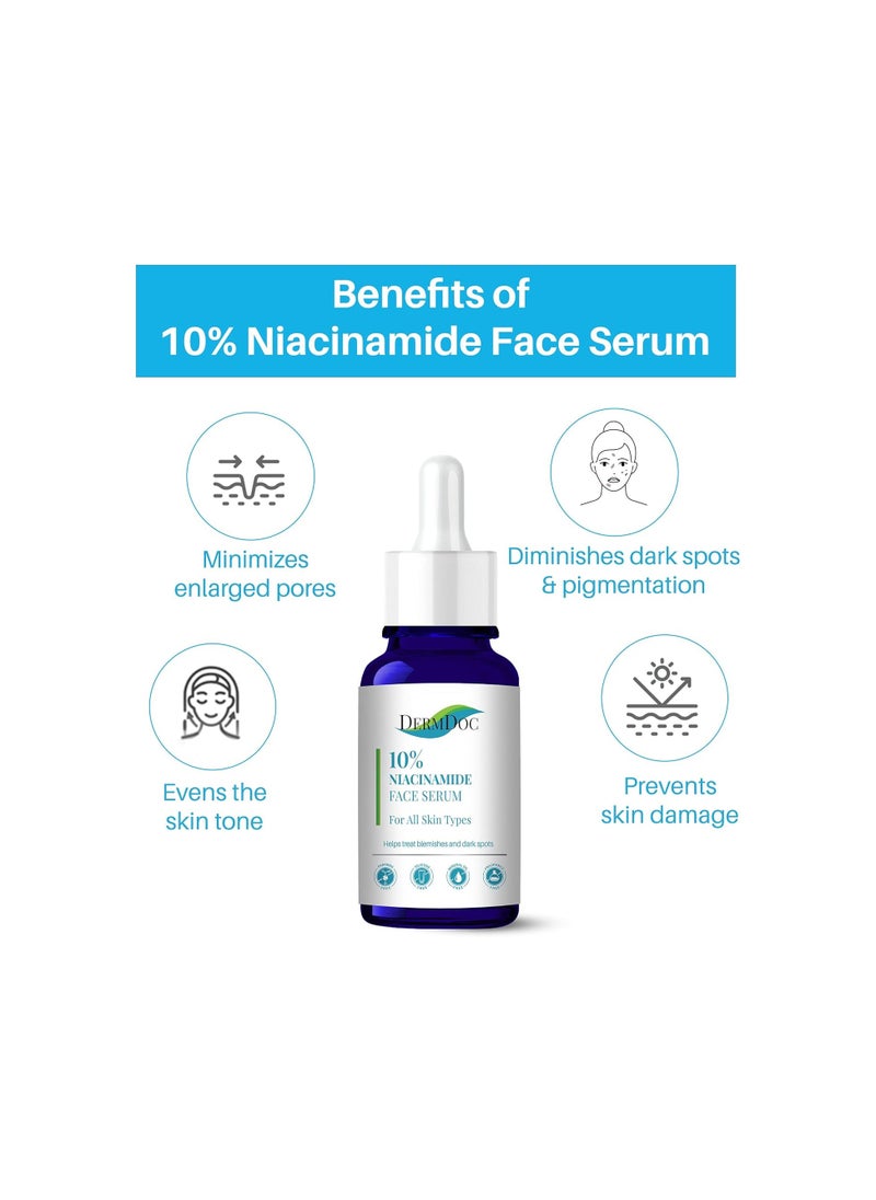 DermDoc 10% Niacinamide Face Serum, 15 ml | Improves Skin Barrier Function & Skin Radiance, Helps Reduce Blemishes & Dark Spots | For All Skin Types | No Parabens, Silicones, Mineral Oil & Sulphates