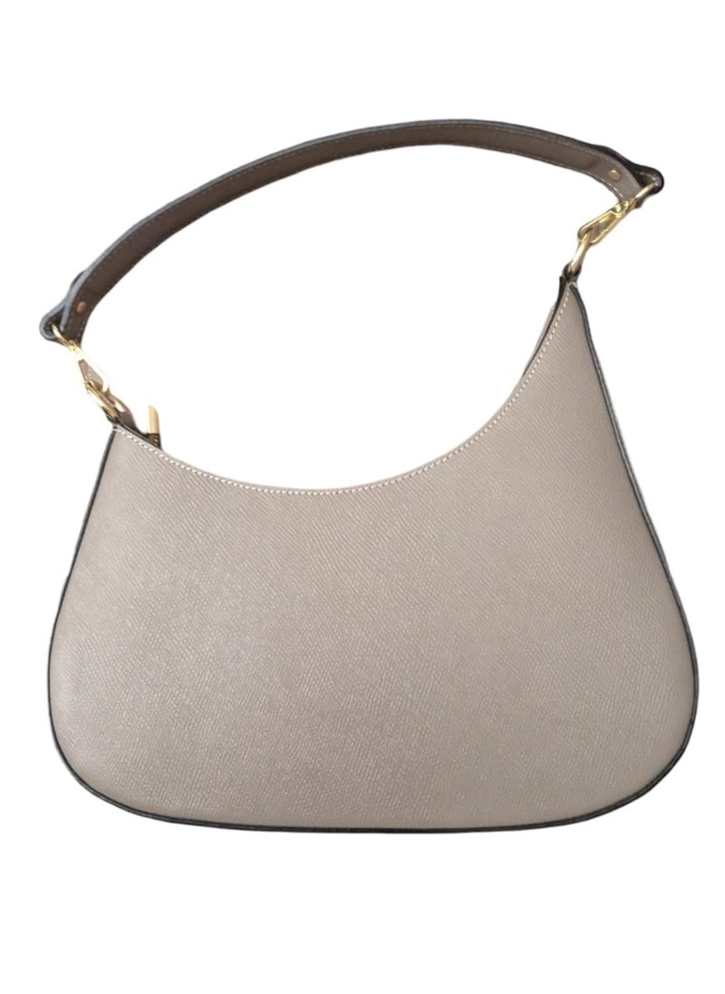 Grey Handbag, Genuine Calfskin Leather, Made in Italy