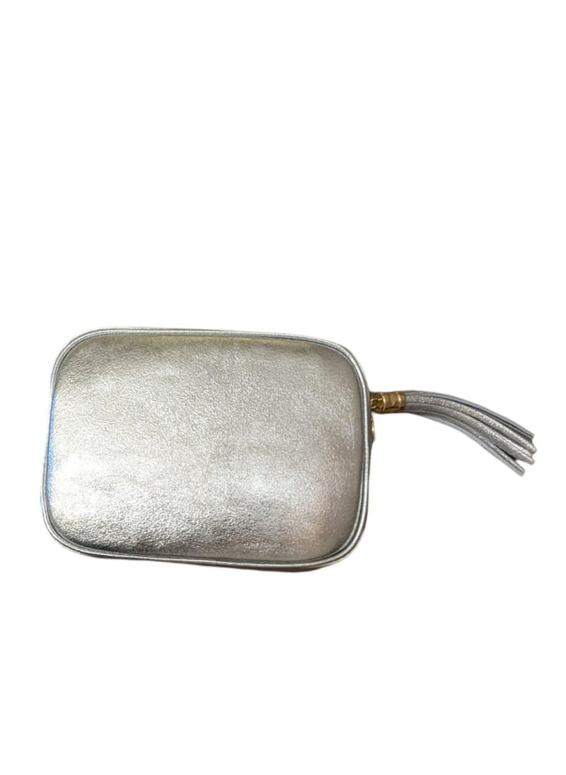 Silver, Genuine leather shoulder bag, Made In Italy