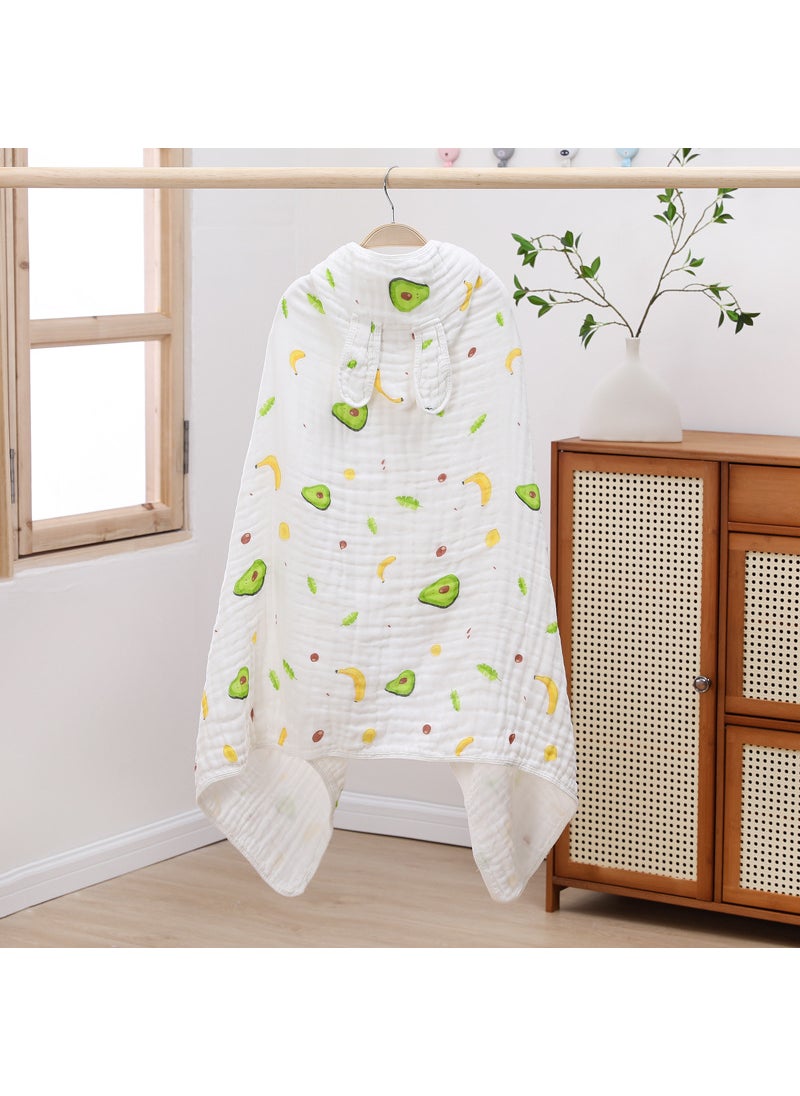 Four Seasons Six-Layer Gauze Large Cloak with Hood Pure Cotton Baby Household Package Soft Breathable Absorbent Bath Towel Avocado