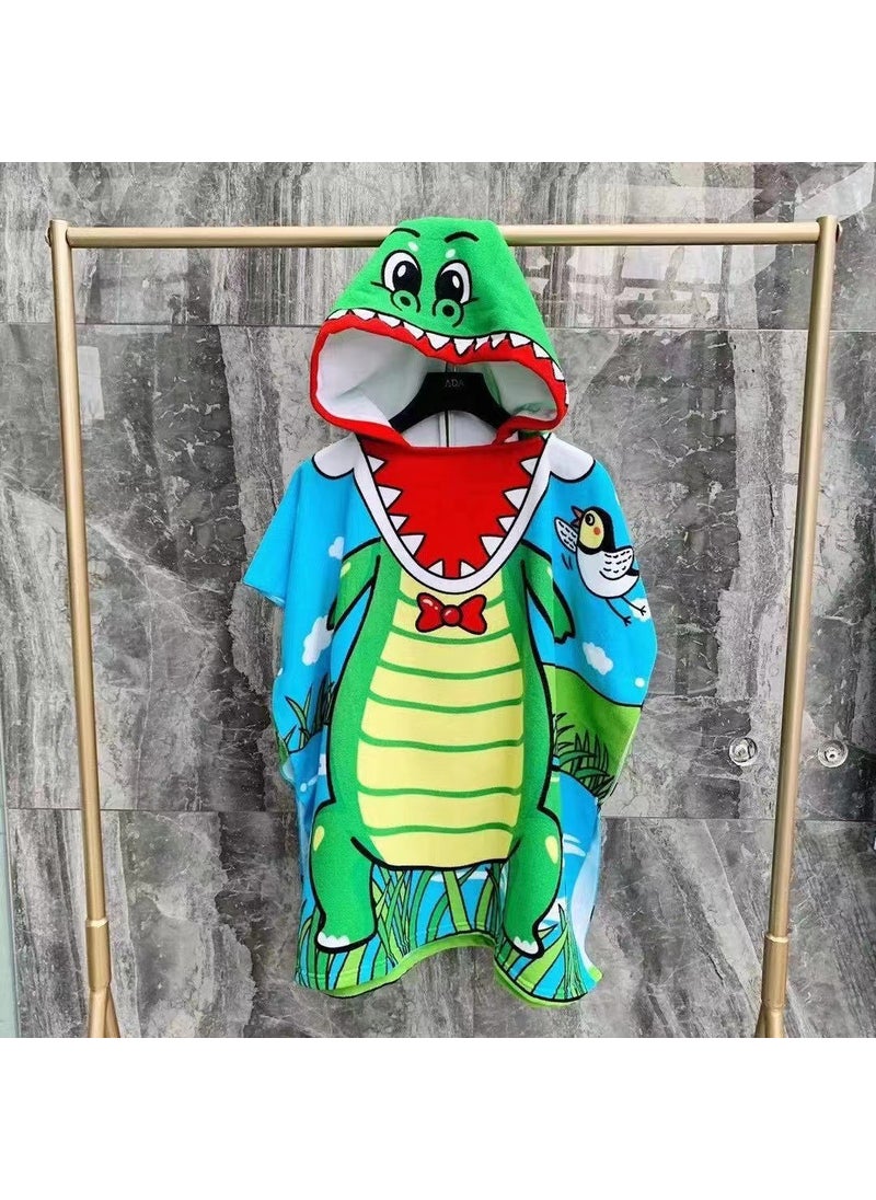 Cartoon Hooded Childrens Bath Towel Cape Large crocodile (send waterproof backpack)