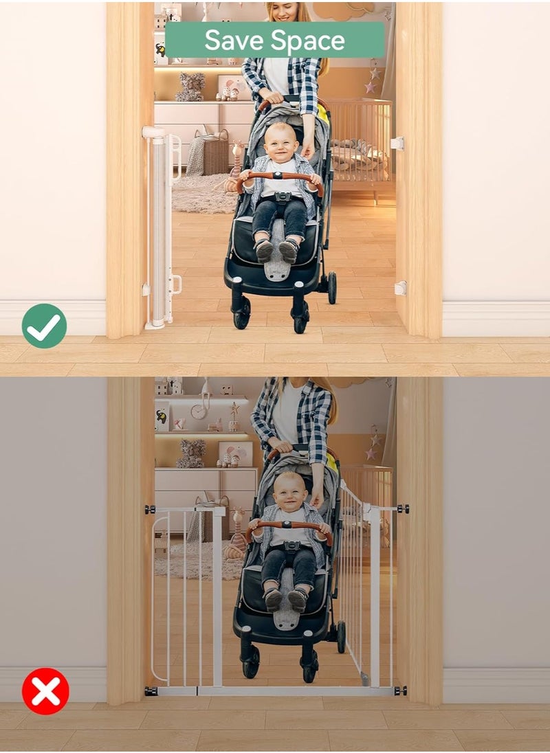 Auto-Lock Retractable Stair Gate - 140cm Wide, One-Handed Operation, Safety Baby Gate for Toddlers & Pets