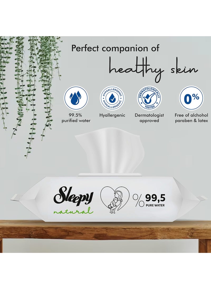 Sleepy Baby Care Wet Wipes| Sensitive Skin |Alcohol & Praben Free| Natural | 99.5% Pure Water | Hypo-allergenic | Organic Cotton | 720 Sheets | 60X12 Pack