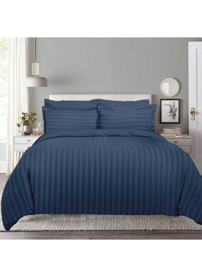 TW Hotel Duvet Cover Stripe 220x240cm King Size 6 Pcs Set - 1 Duvet Cover 220x240cm (Without Filling) 1 Fitted Bed Sheet 200x200+30cm - 4 Pillow Cases 48x74+5cm - Quilt Cover Set