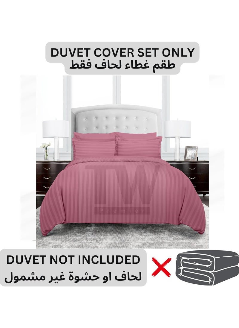 TW Hotel Duvet Cover Stripe 220x240cm King Size 6 Pcs Set - 1 Duvet Cover 220x240cm (Without Filling) 1 Fitted Bed Sheet 200x200+30cm - 4 Pillow Cases 48x74+5cm - Quilt Cover Set