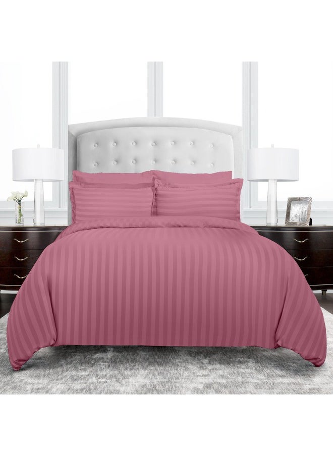 TW Hotel Duvet Cover Stripe 220x240cm King Size 6 Pcs Set - 1 Duvet Cover 220x240cm (Without Filling) 1 Fitted Bed Sheet 200x200+30cm - 4 Pillow Cases 48x74+5cm - Quilt Cover Set