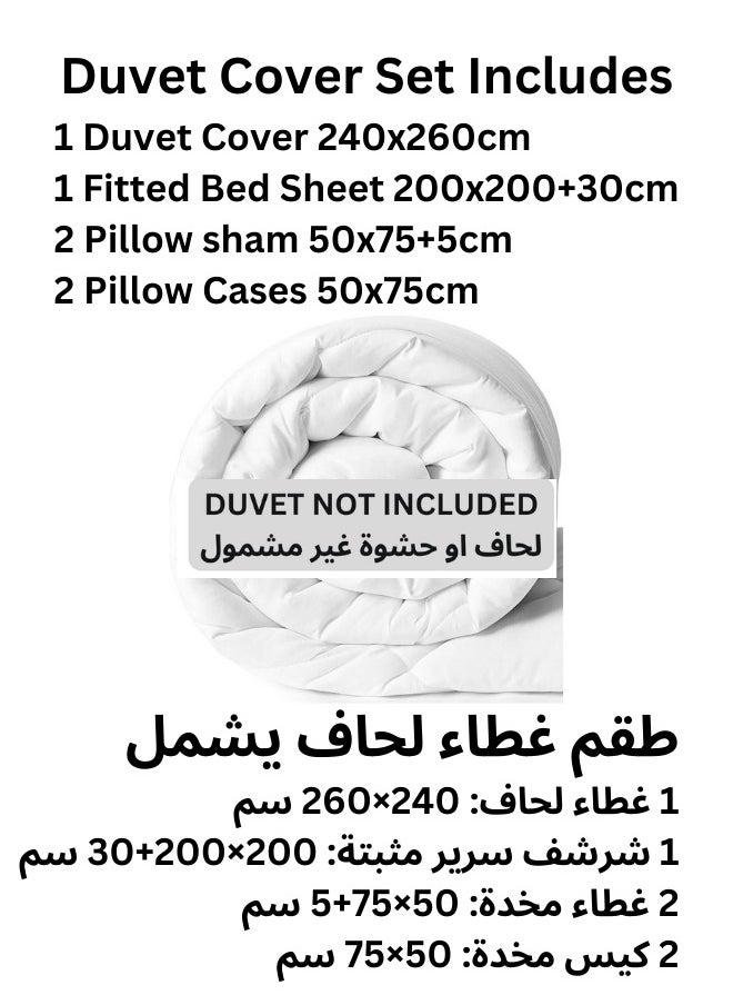 TW Hotel Duvet Cover Stripe 220x240cm King Size 6 Pcs Set - 1 Duvet Cover 220x240cm (Without Filling) 1 Fitted Bed Sheet 200x200+30cm - 4 Pillow Cases 48x74+5cm - Quilt Cover Set