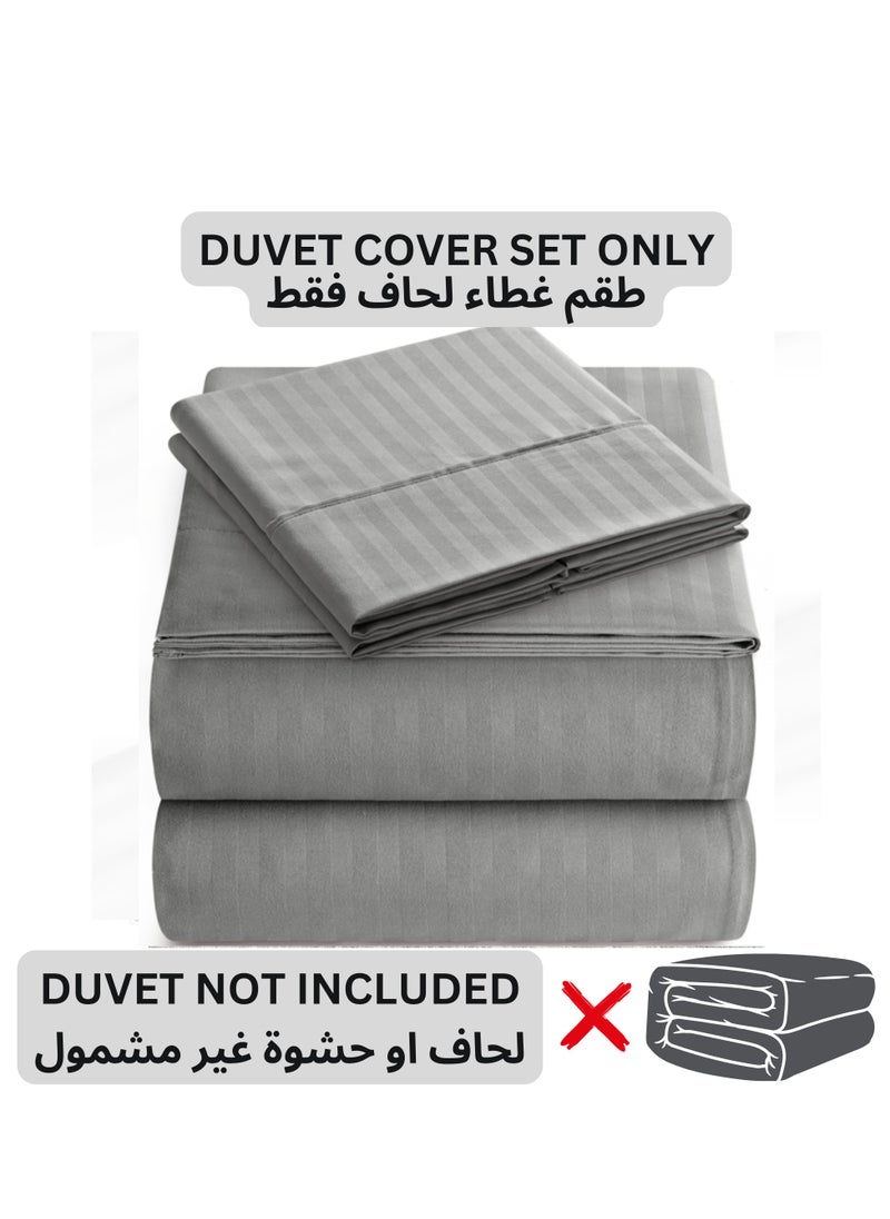 TW Hotel Duvet Cover Stripe 220x240cm King Size 6 Pcs Set - 1 Duvet Cover 220x240cm (Without Filling) 1 Fitted Bed Sheet 200x200+30cm - 4 Pillow Cases 48x74+5cm - Quilt Cover Set