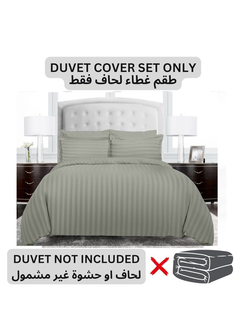 TW Hotel Duvet Cover Stripe 220x240cm King Size 6 Pcs Set - 1 Duvet Cover 220x240cm (Without Filling) 1 Fitted Bed Sheet 200x200+30cm - 4 Pillow Cases 48x74+5cm - Quilt Cover Set