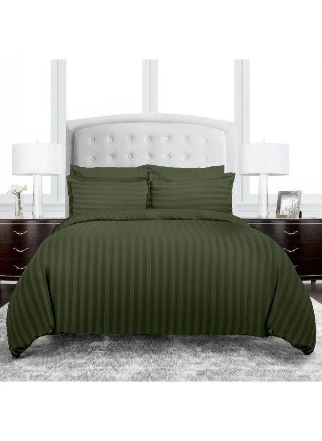 TW Hotel Duvet Cover Stripe 220x240cm King Size 6 Pcs Set - 1 Duvet Cover 220x240cm (Without Filling) 1 Fitted Bed Sheet 200x200+30cm - 4 Pillow Cases 48x74+5cm - Quilt Cover Set