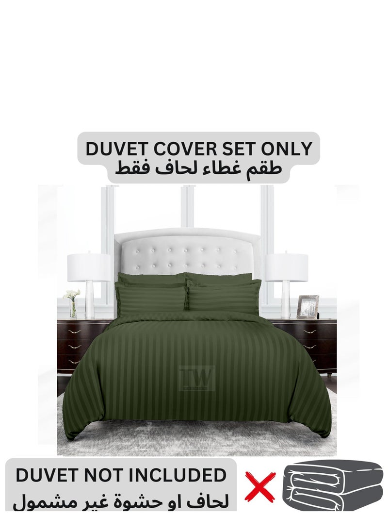 TW Hotel Duvet Cover Stripe 220x240cm King Size 6 Pcs Set - 1 Duvet Cover 220x240cm (Without Filling) 1 Fitted Bed Sheet 200x200+30cm - 4 Pillow Cases 48x74+5cm - Quilt Cover Set