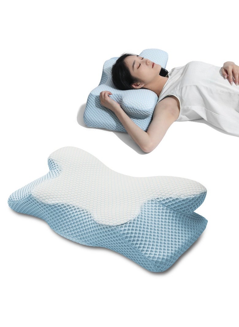 Contour Memory Foam Pillow; Ergonomic Orthopedic Cervical Pllow for Neck and Shoulder Pain Relief: ldeal Side, Back and Stomach Sleeper Pillow; Bed Pillow with Removable Pillowcase