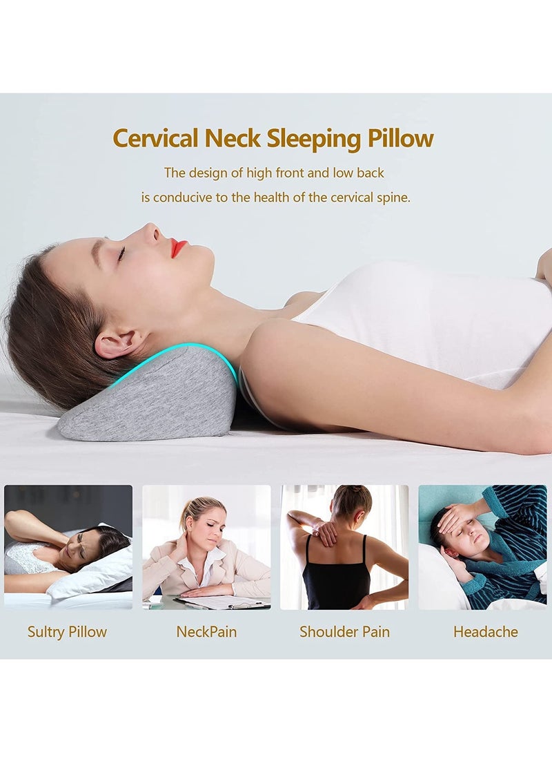 Cervical Neck Pillow for Sleeping Memory Foam Bolster Pillow for Stiff Neck Pain Relief Neck Roll Pillow Neck Support Pillow for Bed Side Sleepers Bolster Pillow Support for Sleeping Light Gray