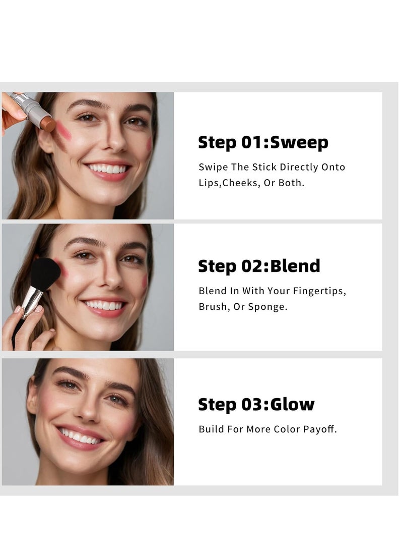KIMUSE Cream Contour Stick Duo-Cream Blush & Bronzer Shaping Stick-Creamy Pigmented, Long Lasting Vegan Face Make Up Sticks