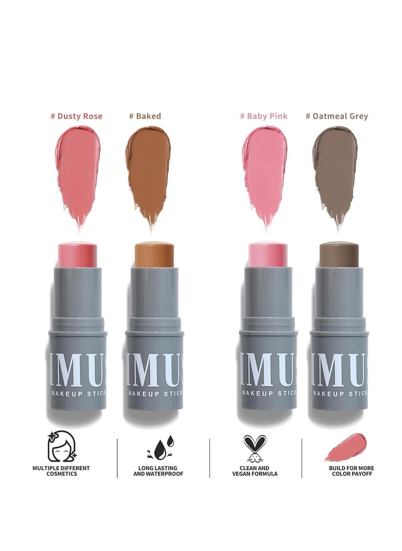 KIMUSE Cream Contour Stick Duo-Cream Blush & Bronzer Shaping Stick-Creamy Pigmented, Long Lasting Vegan Face Make Up Sticks