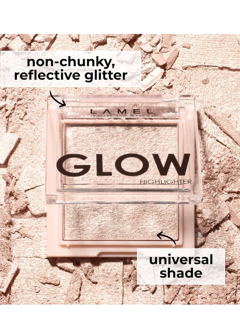 LAMEL Glow Highlighter: Face Make Up & Contour Palette in Deep, Vibrant Colors - Natural Shimmer - Compact Size & Perfect for Travel - Cruelty Free - 3.8gr/0.13 oz 401 (Luna)