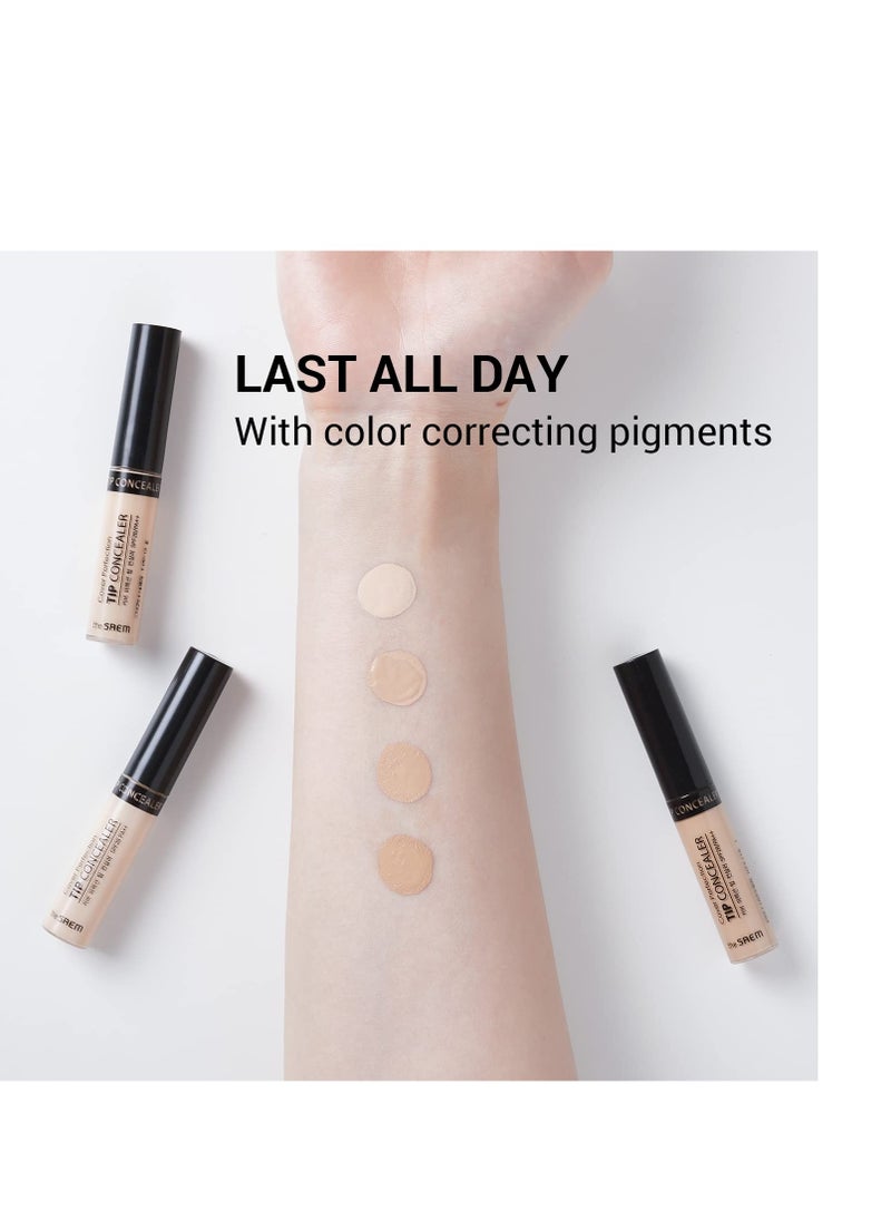 THE SAEM Cover Perfection Tip Concealer, Liquid Multi-Use Concealer, Full Coverage Makeup for Acne Dark Spots Dark Circles Hyperpigmentation and Blemishes, 0.2 fl. oz. (#1.5 Natural Beige)