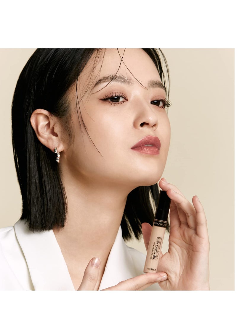 THE SAEM Cover Perfection Tip Concealer, Liquid Multi-Use Concealer, Full Coverage Makeup for Acne Dark Spots Dark Circles Hyperpigmentation and Blemishes, 0.2 fl. oz. (#1.5 Natural Beige)