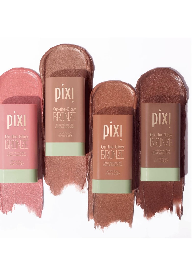 Pixi On-the-Glow Bronze - SoftGlow, Hydrating Tinted Moisture Bronzer Stick with Ginseng, Aloe Vera & Fruit Extracts, For Cheeks & Lips, 19g / 0.6oz, Paraben-Free
