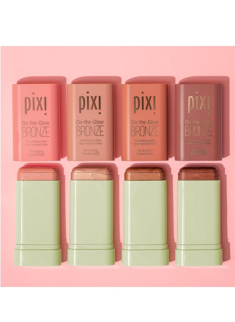 Pixi On-the-Glow Bronze - SoftGlow, Hydrating Tinted Moisture Bronzer Stick with Ginseng, Aloe Vera & Fruit Extracts, For Cheeks & Lips, 19g / 0.6oz, Paraben-Free
