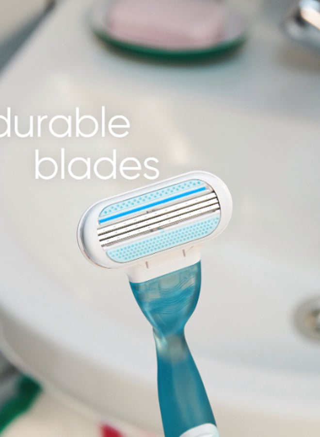 Smooth Razor Handle With 5 Blade Refills Blue