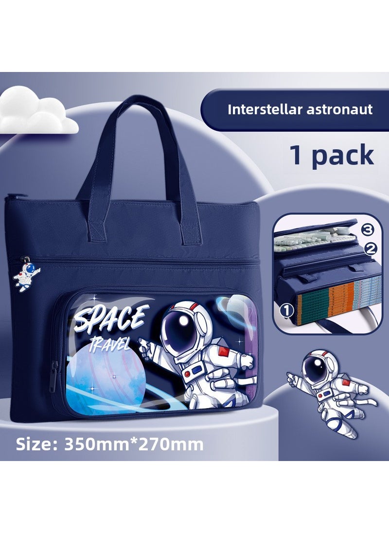 Kaba Bear Elementary School A4 Study Bag for Kids Interstellar Astronaut