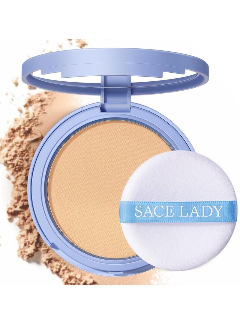 SACE LADY Face Powder Waterproof Sets Makeup, Controls Shine, Smooth Fine Lines for Flawless Lightweight Finish, Long Lasting Matte Compact Setting Powder Cosmetics Cruelty-free, 0.35oz (#02)