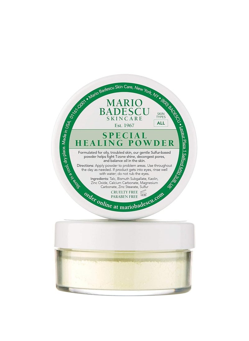 Mario Badescu Special Healing Blemish Repairing Face Powder for Oily and Troubled Skin, Reduces T-Zone Shine, Decongests Pores and Balances Excess Oil, Gentle Sulfur Powder for Skin Care