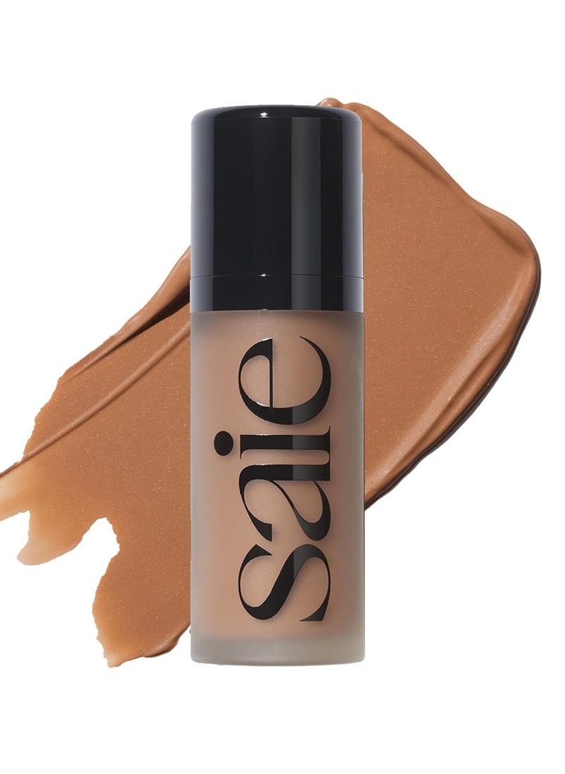 Saie Dew Bronze - Soft-Focus Liquid Bronzer + Liquid Contour - Enriched with Plant-Derived Glycerin to Effortlessly Blend + Deeply Nourish Skin - Sand (0.4 oz)