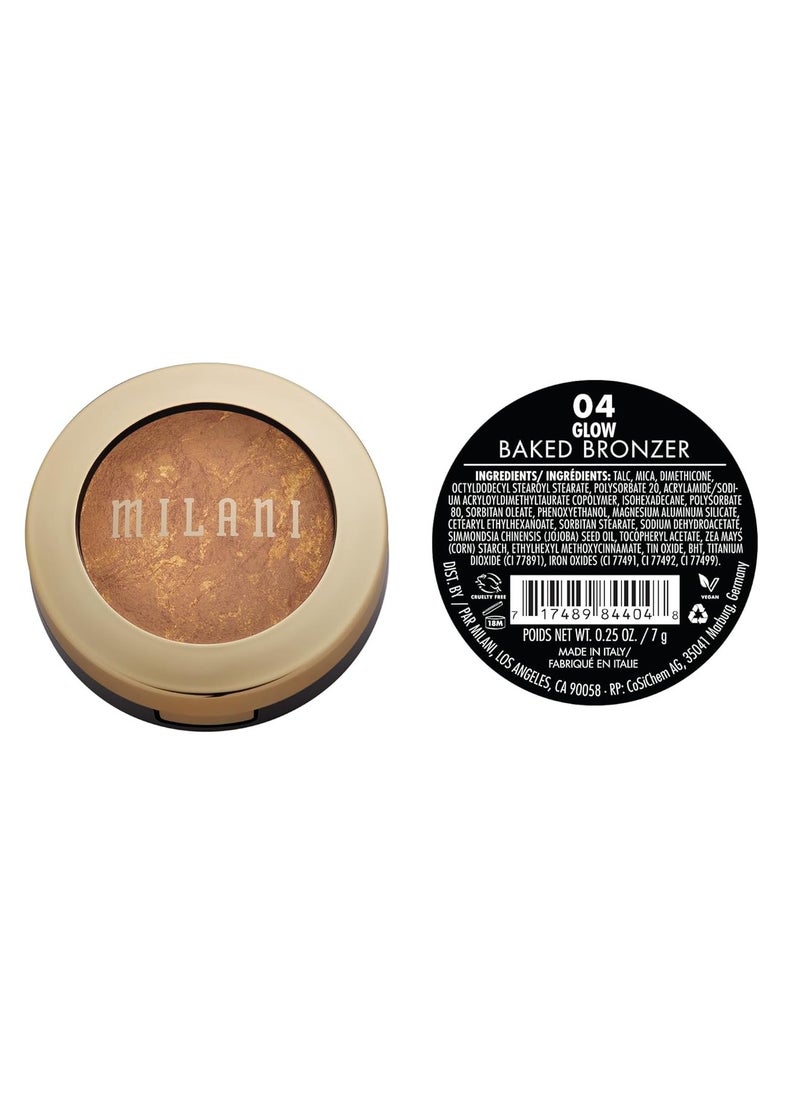 Milani Baked Bronzer - Glow, Cruelty-Free Shimmer Bronzing Powder to Use For Contour Makeup, Highlighters Makeup, Bronzer Makeup, 0.25 Ounce