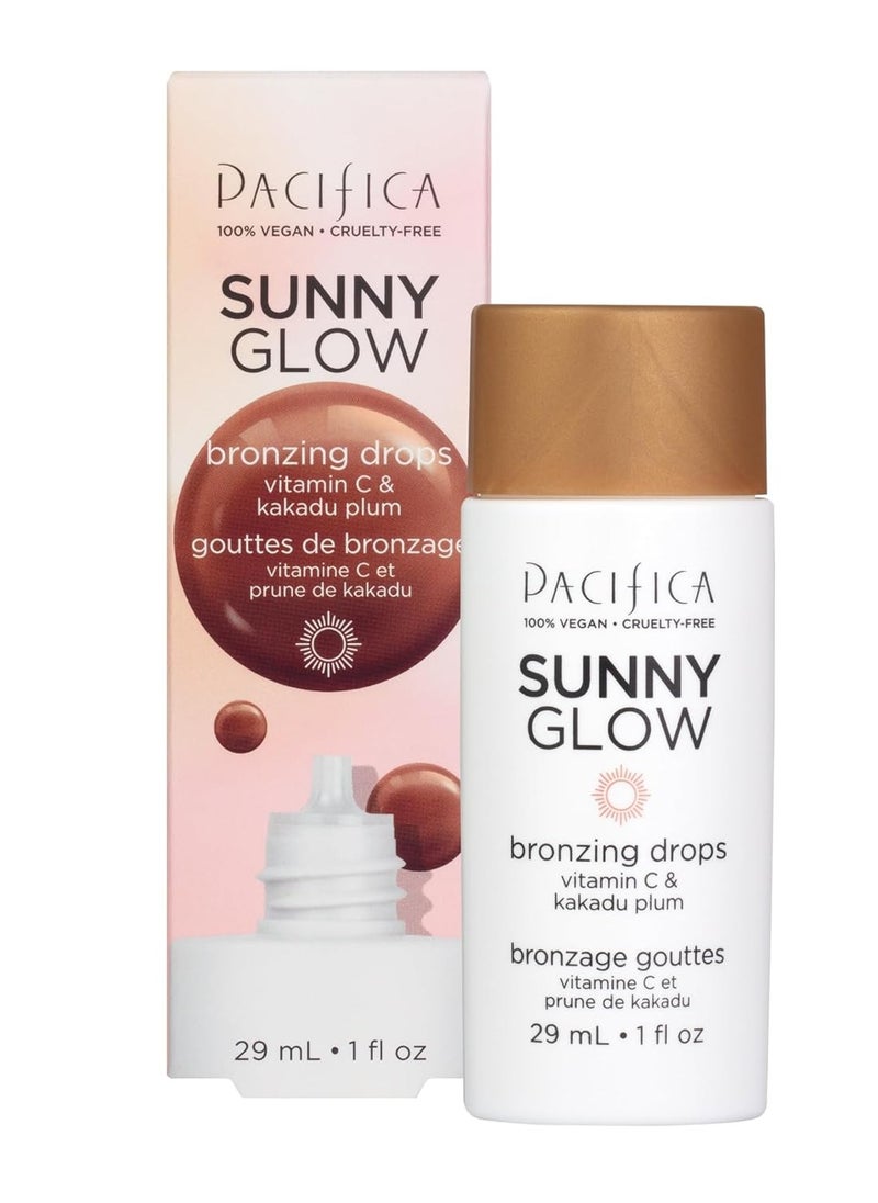 Pacifica Liquid Face Bronzing Drops - Sunny Glow Liquid Bronzer For Face & Skin - Illuminating Highlighting Makeup -w/Vitamin C, for Cheeks & Forehead Vegan Cruelty Free Dermatologist Tested