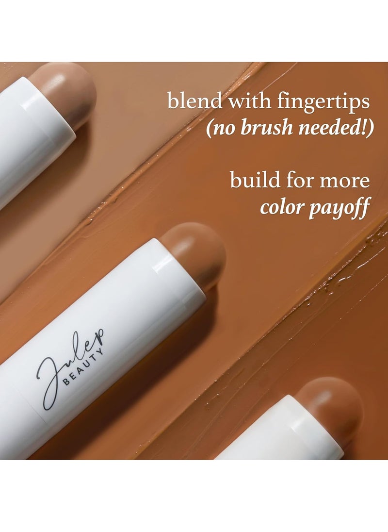 Julep Skip the Brush Cream to Powder Bronzer & Contour Stick - Cool Taupe Fair to Light skin tones - Long Lasting Blendable and Buildable Color -Multi-Use 2-in-1 Blush and Lip Makeup Stick