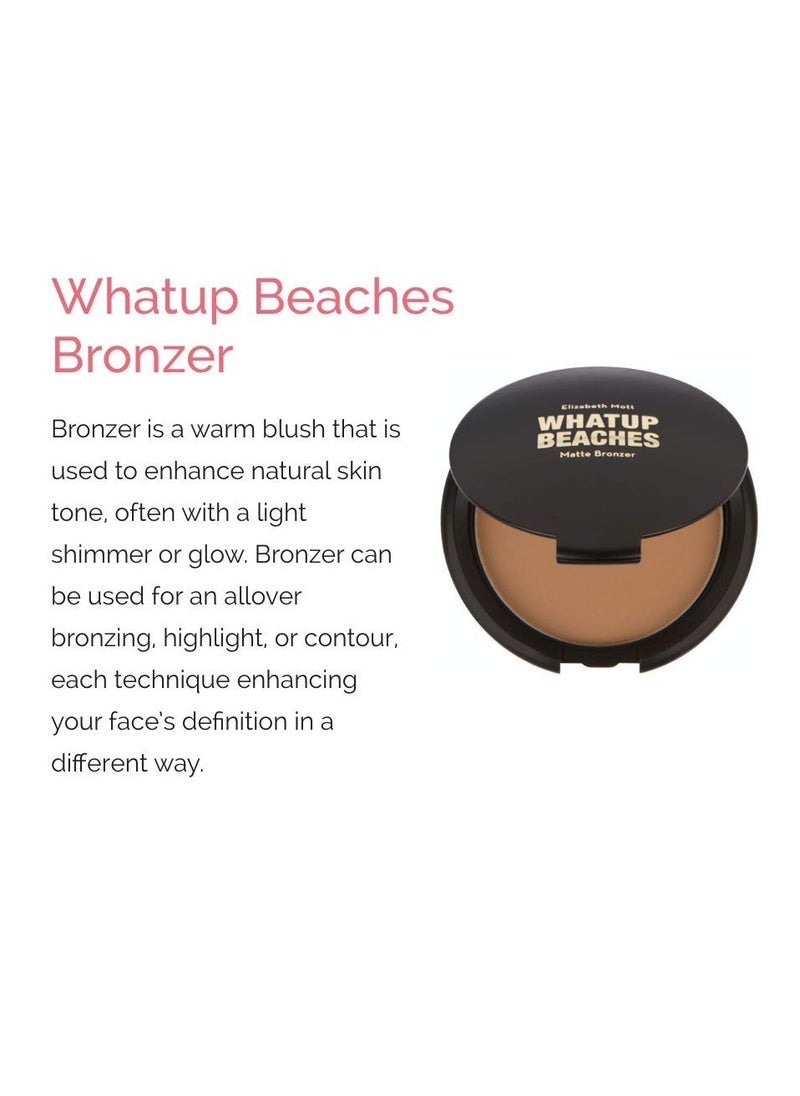 Elizabeth Mott Whatup Beaches Bronzer Face Powder Contour Kit - Vegan and Cruelty Free Facial Compact Bronzing Powder for Contouring and Sun Kissed Makeup Finish - Matte shade (10 g)