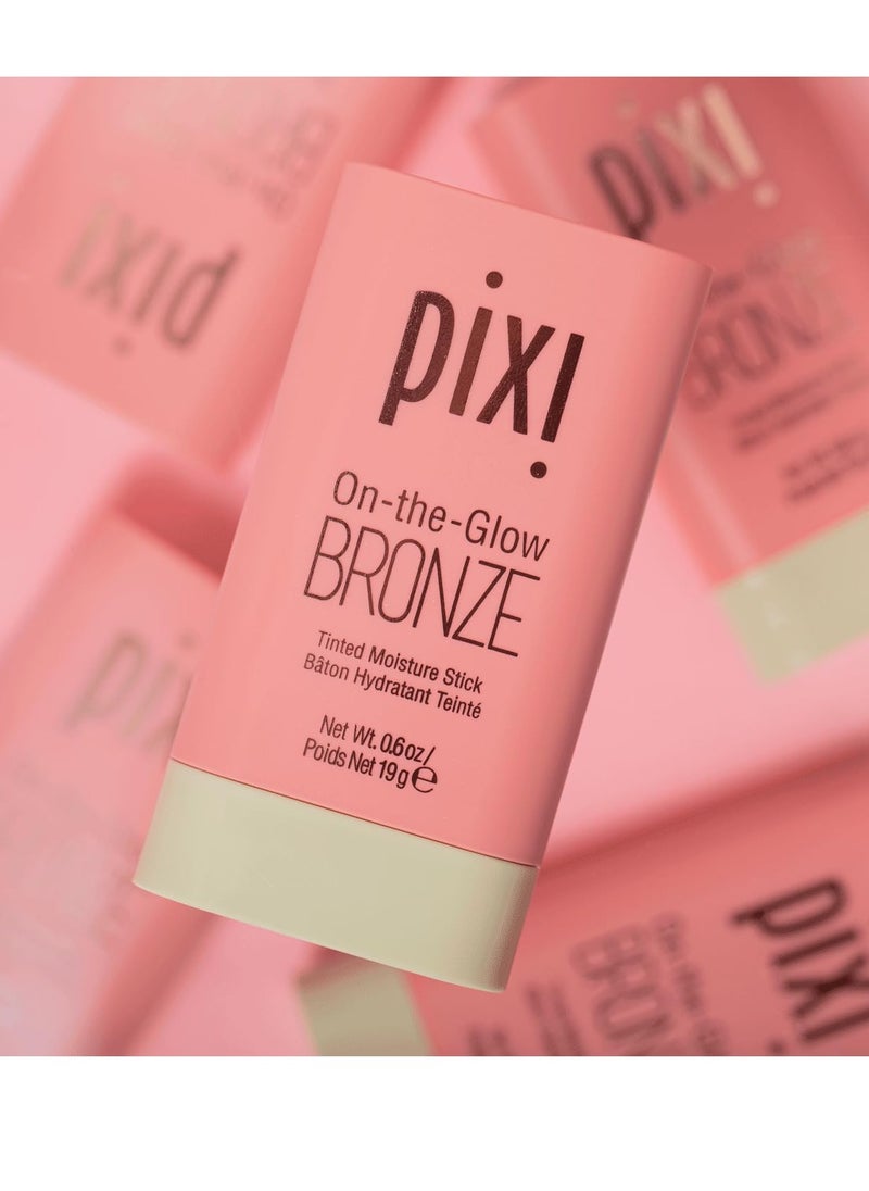 Pixi On-the-Glow Bronze - WarmGlow, Hydrating Tinted Moisture Bronzer Stick with Ginseng, Aloe Vera & Fruit Extracts, For Cheeks & Lips, 19g / 0.6oz, Paraben-Free