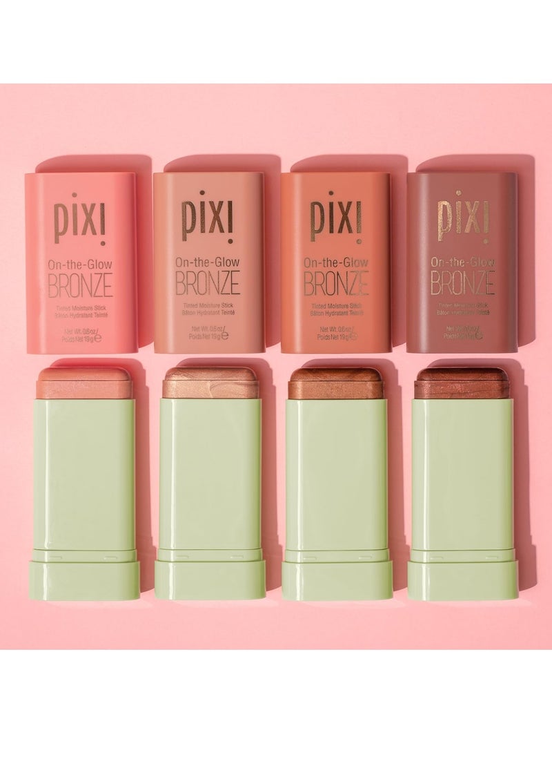 Pixi On-the-Glow Bronze - WarmGlow, Hydrating Tinted Moisture Bronzer Stick with Ginseng, Aloe Vera & Fruit Extracts, For Cheeks & Lips, 19g / 0.6oz, Paraben-Free