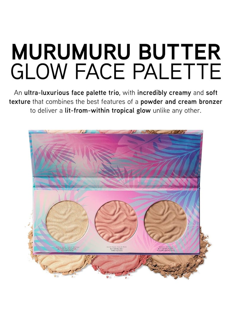 Physicians Formula Murumuru Butter Bronzer Face Powder Makeup Set, Includes Nourishing Butter Bronzer, Highlighter, Blush, Dermatologist Tested, Vegan & Cruelty-Free - Glow Face Palette