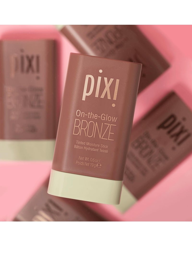 Pixi On-the-Glow Bronze - BeachGlow, Hydrating Tinted Moisture Bronzer Stick with Ginseng, Aloe Vera & Fruit Extracts, For Cheeks & Lips, 19g / 0.6oz, Paraben-Free