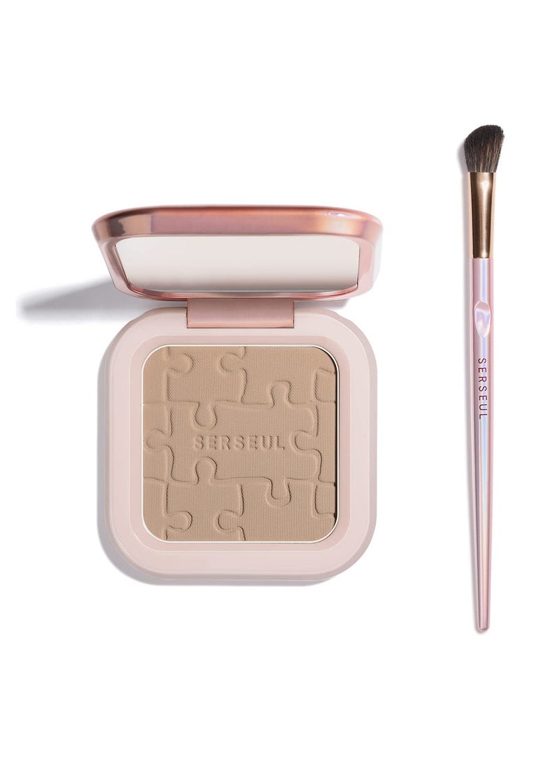 Face Sculpting Contour Powder, Matte Finish Contour Palette,Smooth Face Bronzing Pressed Powder, On the Go Contour Makeup Palette, cool toned Contour Shadow Powder for Light Skins