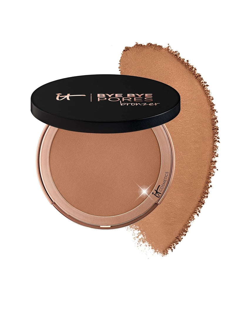 IT Cosmetics Bye Bye Pores Anti-Aging Bronzer, Diffuses Look of Pores + Fine Lines, Sun-Kissed Glow Face Makeup Powder, Oil-Free, Talc-Free, With Hyaluronic Acid – Universal Shade, 0.3 oz